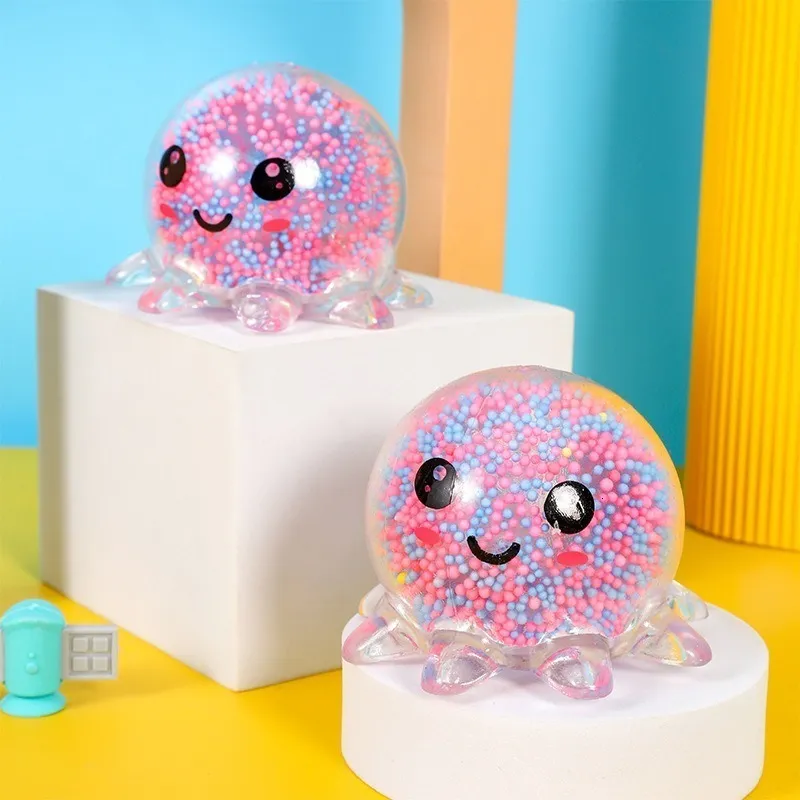 Zabawa dekompresyjna 1PCS Świecający lekki kalmarska kulka wentylacyjna Squeeze S Bubble Octopus Stres Prezent dla dzieci 230105