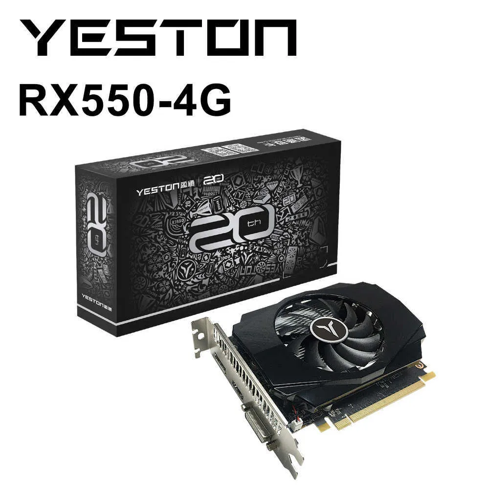 Wyszkole NOWY RX550-4G D5 TH Radeon Rx 550 Karta graficzna 4G 128-bitowa Karta graficzna pojedyncza wentylator AMD GDDR5 DVI-D HDMI Komputer GPU