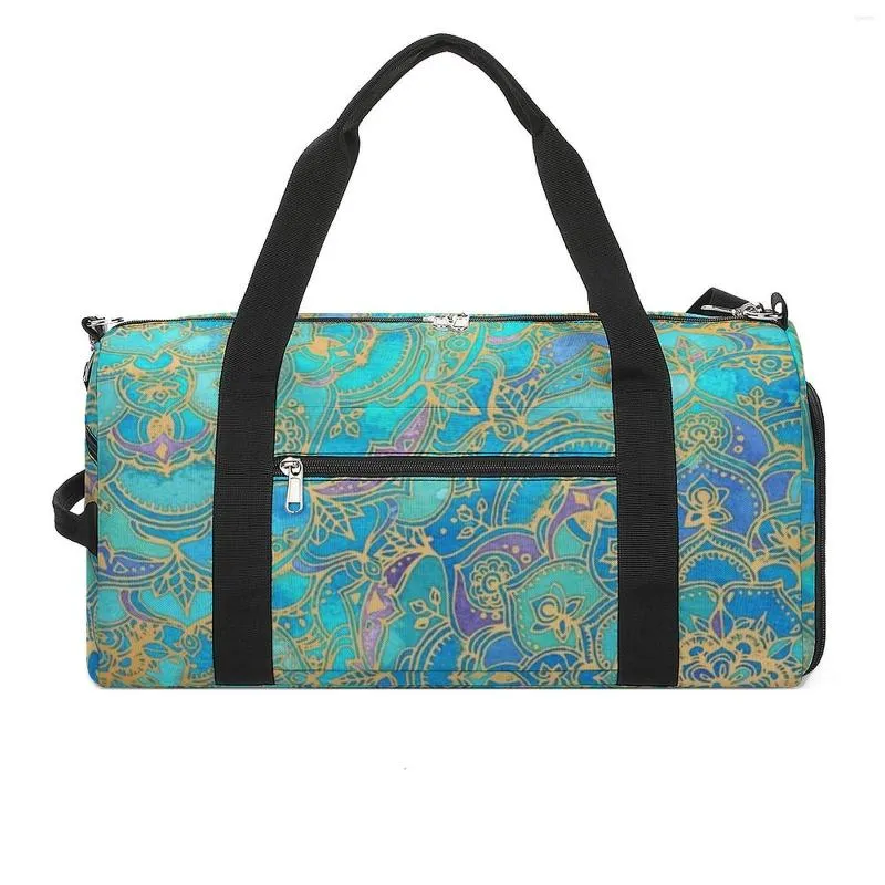 Boho Metallic Gold Retro Basketball Duffel Bag For Men Perfect For