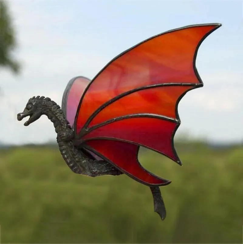 Decorative Figurines Handmade Window Hanging Decorations Stained Wall Dragon Suncatcher Ornaments Glass Home Garden Decor P1