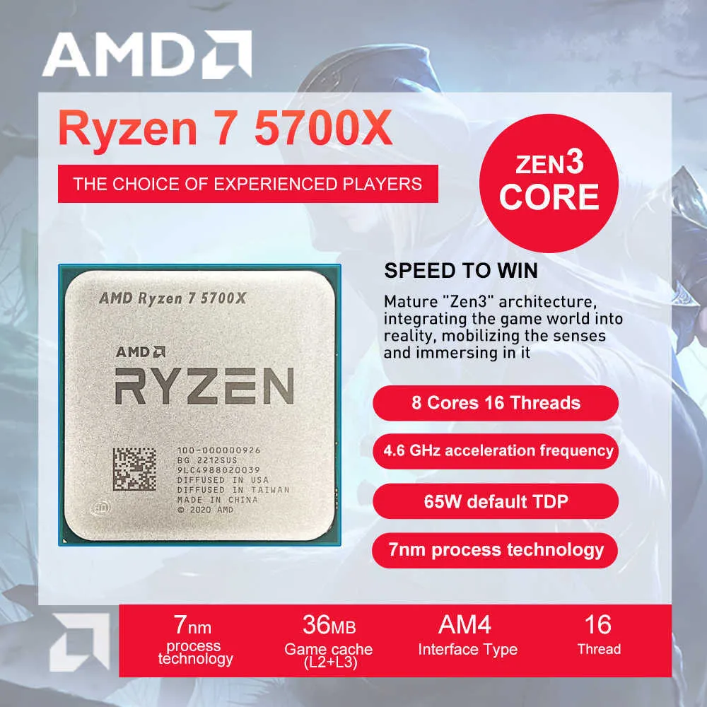 AMD Ryzen 7 5700X Processor 8-core 16 Threads up to 4.6 GHz AM4