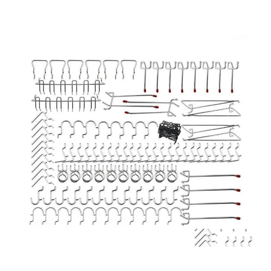 Hooks Rays Pegboard ürün yelpazesi 102pcs peg hook organizasyonu1 Daml Teslimat Ev Bahçe Housekee Organizasyon Depolama Dhrlr