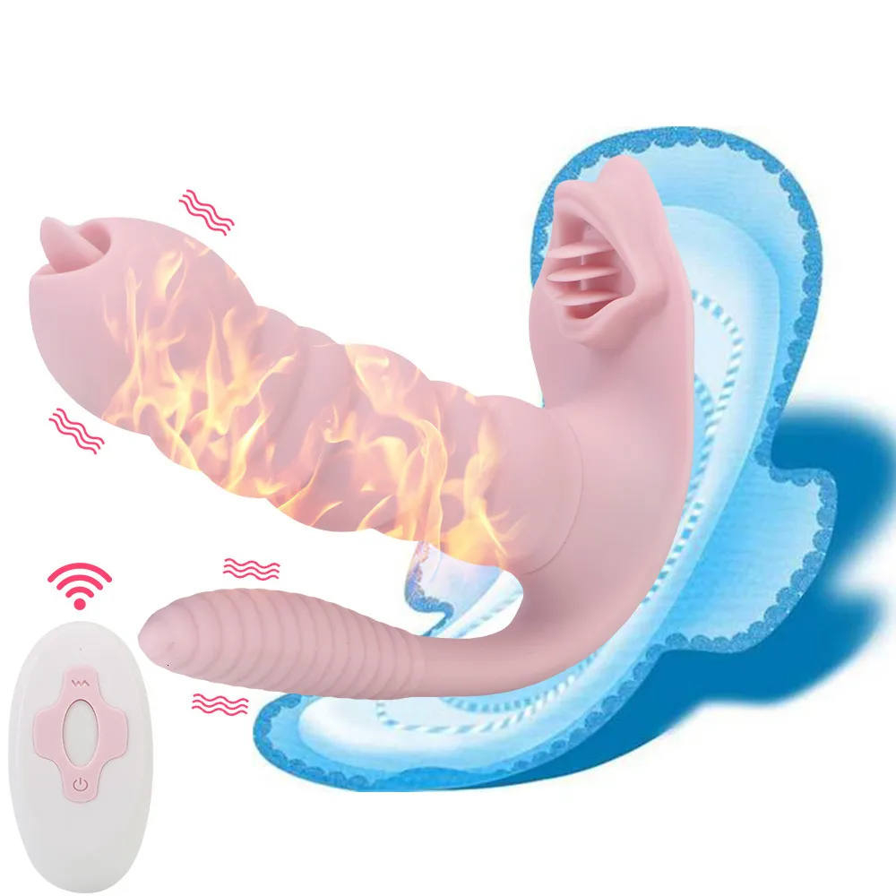 Anal Spielzeug 3 IN 1 Höschen Vibrator Für Frauen Klitoris l Leckt Erhitzt Dildos Anal Plug Weibliche Masturbator_voghion.com
