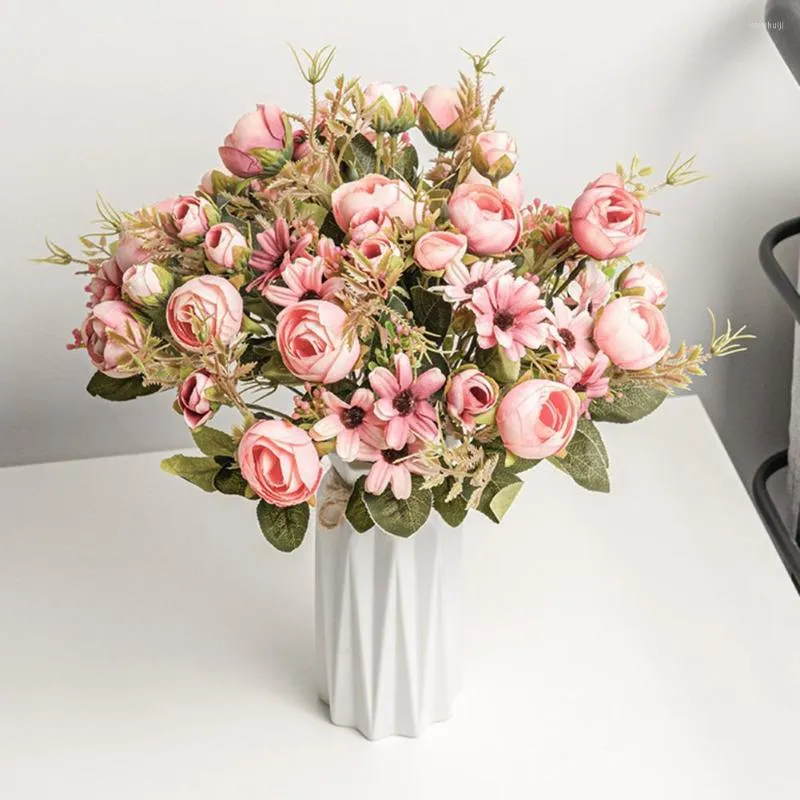 Decoratieve bloemen kunst ambacht milieuvriendelijke echte touch faux rose bloem bruid boeket woonkamer