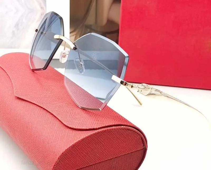 Niebieskie sześciokątne okulary przeciwsłoneczne metalowa śruba śruba projektant Man Sunglasses Kobieta złota rama moda luksusowa marka pantera loparda polaryzowana c dobra