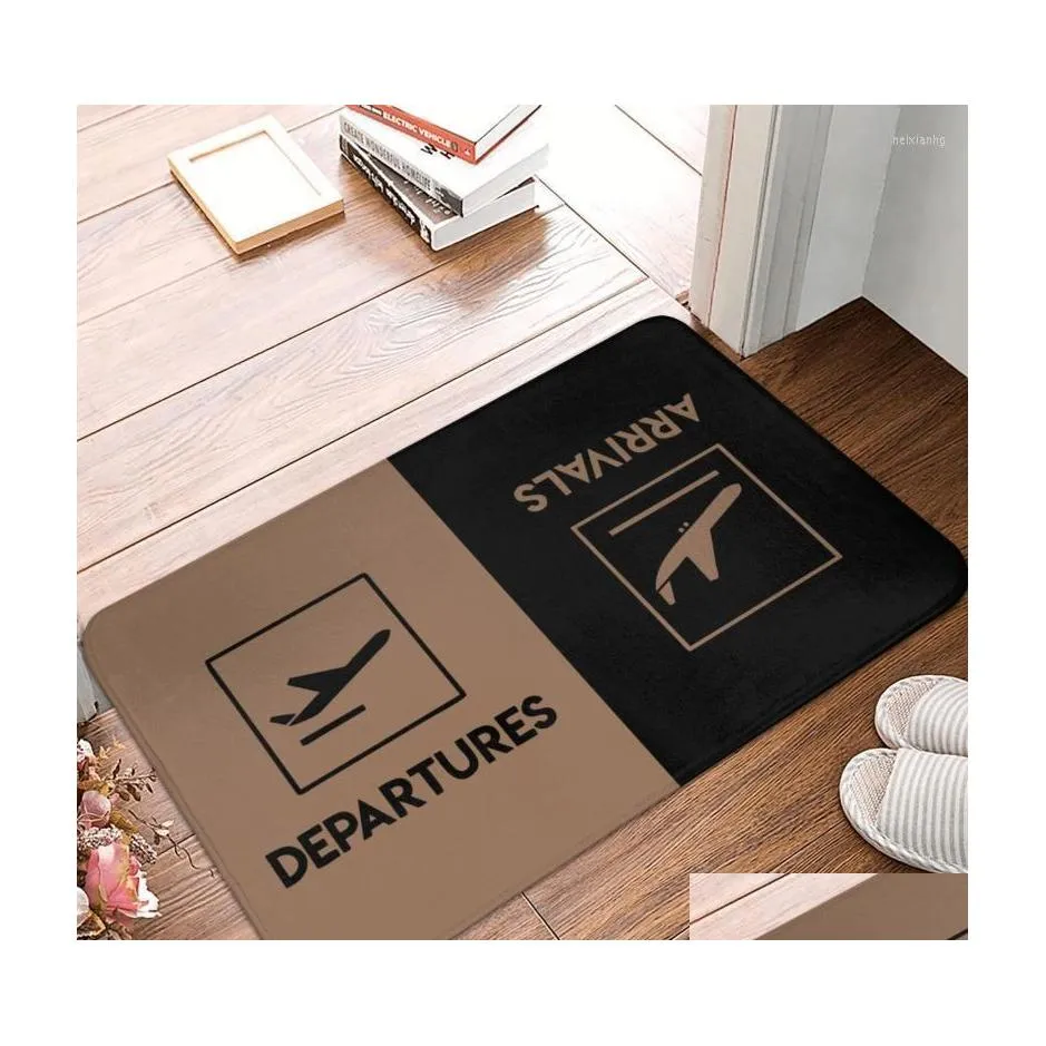 Tapis La Sortie Arrivée Départ Paillasson Salle De Bain Bienvenue Tapis Entrée Maison Balcon Aéroport Signe Absorbant Tapis De Sol Chambre Furry Dhjle