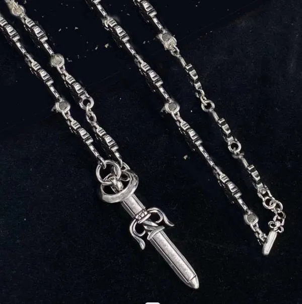 Fashion sword pendant necklace chain bijoux for mens and women trend personality punk cross style Lovers gift hip hop jewelry with box