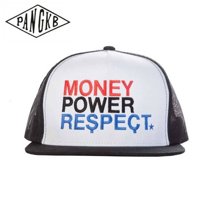 Snapbacks Pangkb Money Power Satyser Cap Summer Hip Hop Mesh oddychający kapelusz Snapback dla dorosłych sportowy ciężarówka ciężarówka hurtowa 0105
