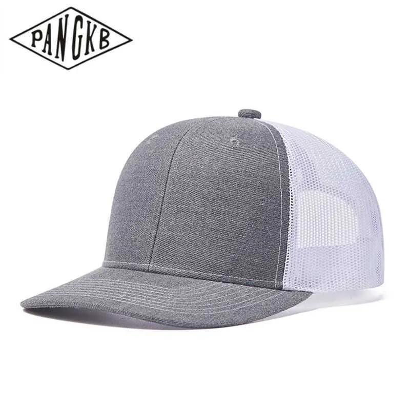 Snapbacks PANGKB Brand Blank Light Grey Cap high quality summer solid mesh breathable snapback hat adult outdoor party sports trucker cap 0105