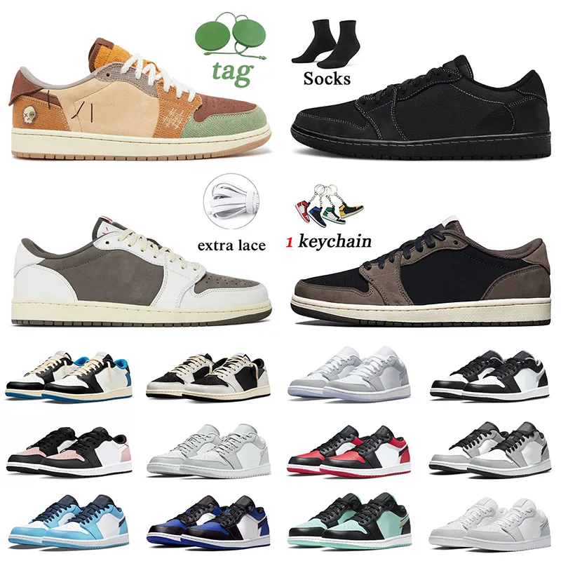 حذاء Jumpman 1 المنخفض لكرة السلة Zion Williamson Voodoo 1s Lows Black Phantom Reverse Mocha حذاء رياضي رجالي وولف رمادي داكن Mochas Panda Bred Toe Sports Sneakers