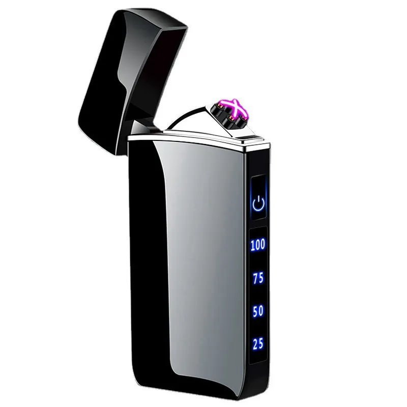 Colorful Metal Alloy Double ARC Lighter Portable USB Charge Windproof Dry Herb Tobacco Cigarette Holder Cigar Handpipe Smoking Lighters Gift Box