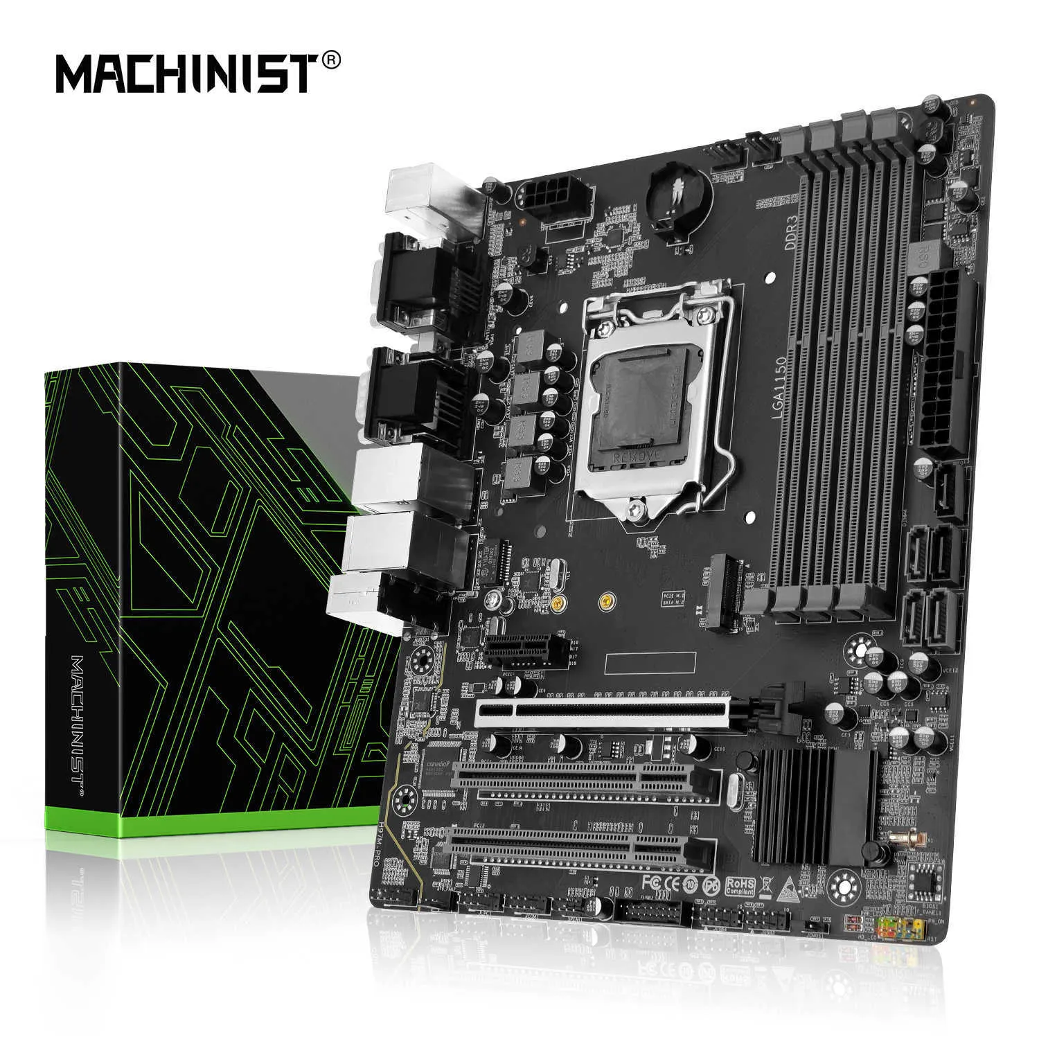 マシニストH97M Pro H97マザーボードLGA 1150 M-ATX SATA3 USB3.0 NVME NGFF M.2 SSDサポート非ECC RAMコアi3 4130 I5 4460