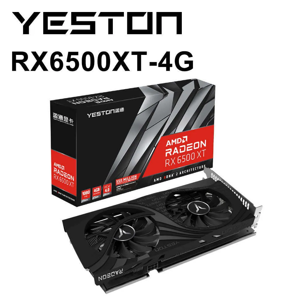 Yeston New Radeon RX 6500 XT Graphic Card GDDR6 4GB 64Bit GamerCopter GPU RX6500XT 4GD6 GA بطاقة فيديو AMD مع عشاق