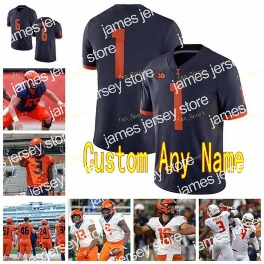 American College Football Wear THR NCAA College Jerseys Illinois Fighting Illini 18 Brandon Peters Reggie Corbin 21 Ra'von Bonner 25 Dre Brown 26 Mike Epstein Custom