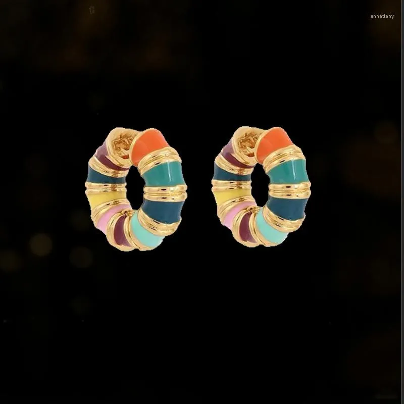 Hoop Earrings SIPENGJEL Korea Colorful Enamel Round For Men Women Simple Thick Buckles Wedding Piercing Jewlery