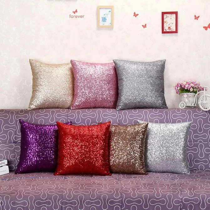 Pillow Case Solid Glitter DIY Sequins Cushion Cover Throw Car Home Sofa Decoration case 40x40CM 230104