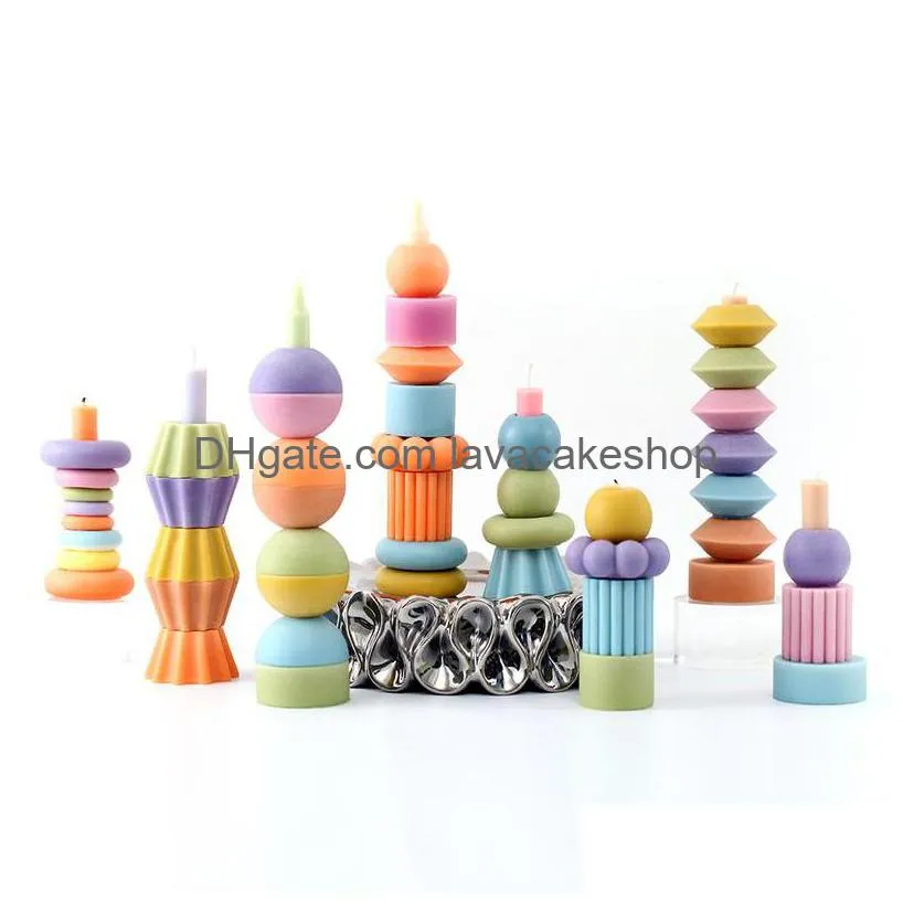 Candele Fai da te Stampo per candele Sile Building Block Mod Strumenti di decorazione per aromaterapia natalizi fatti a mano 220531 Consegna a goccia Giardino domestico Dhzyi