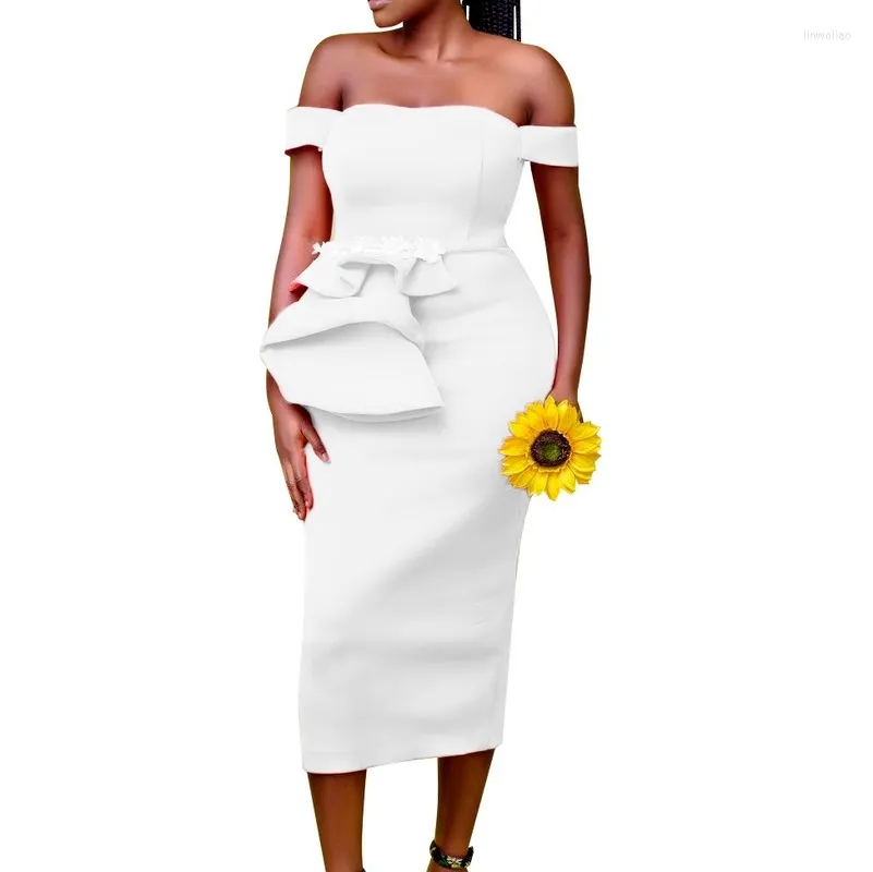 Vêtements ethniques 4 couleurs blanc longue robe moulante robes africaines pour femmes 2023 vêtements d'été fête sexy épaule élégante robe longue