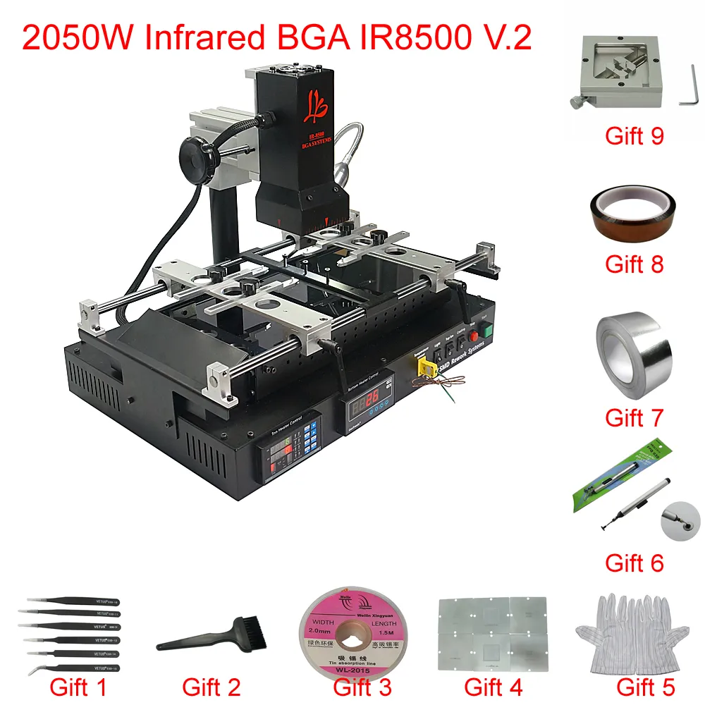 Infraröd BGA -omarbetningsstation IR8500 V.2 Lödlödmaskin för reparation av bärbara datorer