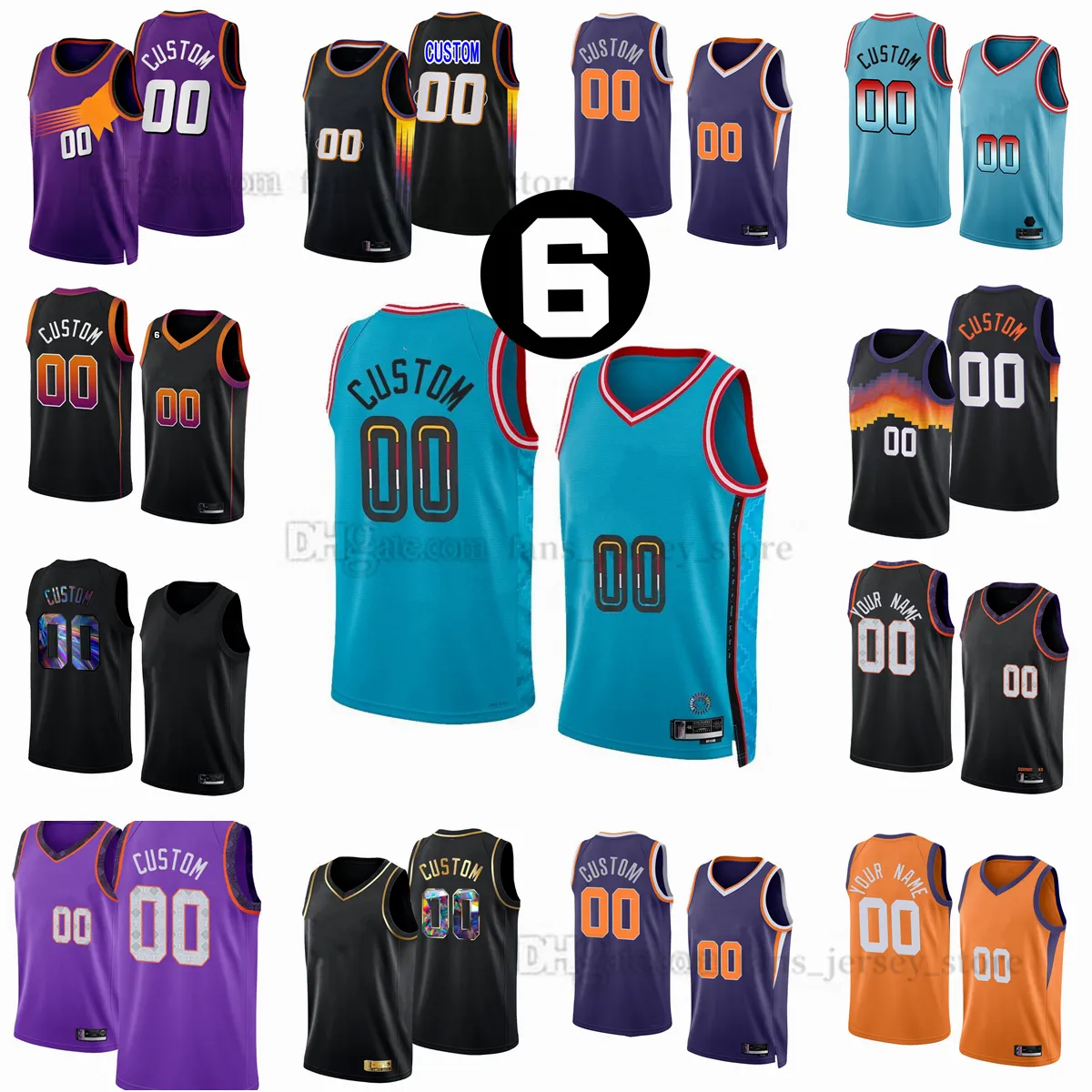 Custom 2022-23 Novo camisa de basquete impressa 1 Booker 25 Mikal Bridges 23 Cameron Johnson 3 Paul 2 Josh Okogie 14 Landry Shamet 11 Jock Landale 4 Duane 6 Patch