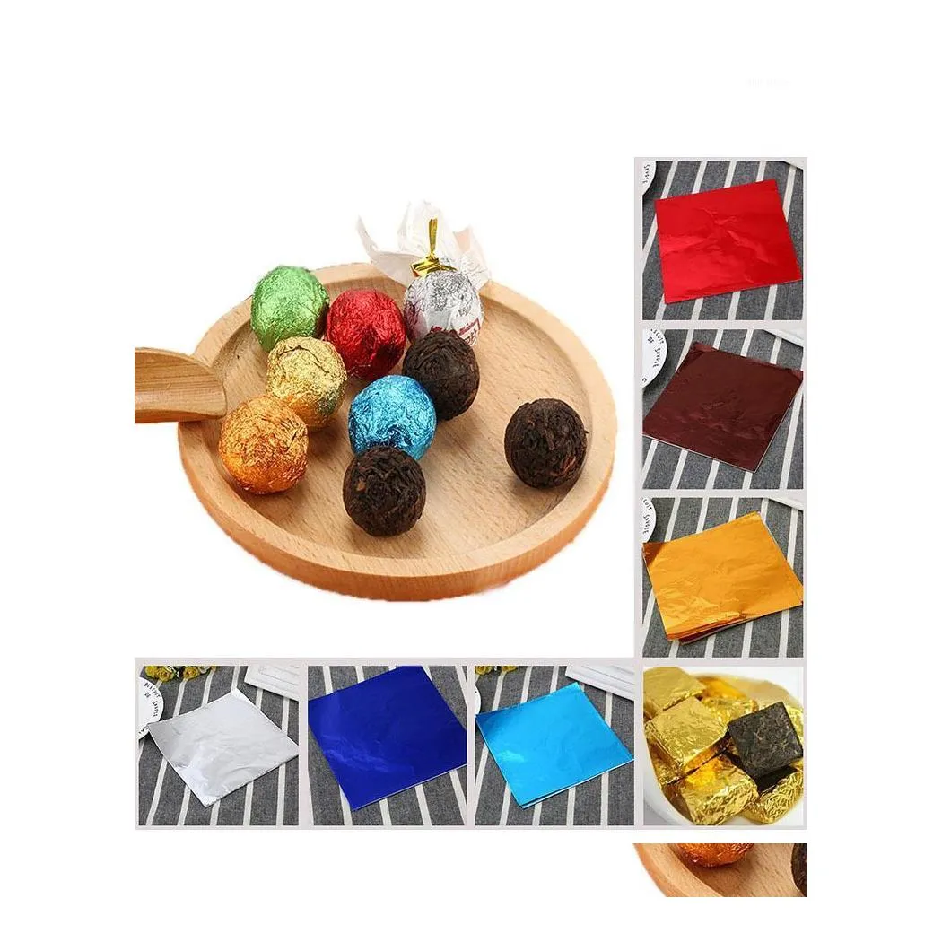 Gift Wrap 1000 Pcs 9 Colors Chocolate Candy Wrappers Aluminium Foil Paper Papers Square Sweets Lolly Tin Wrapper1 Drop Delivery Home Dh3Lu