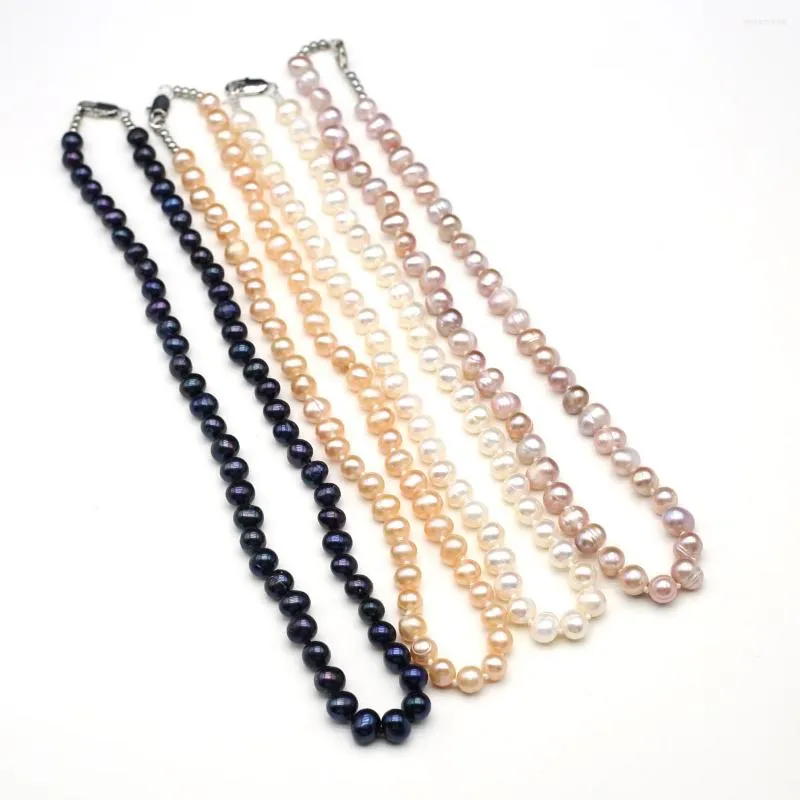 Halsband, 7–8 mm, natürliche Perlenkette, wirklich Süßwasserperlen, für Damen, Hochzeit, Party-Zubehör