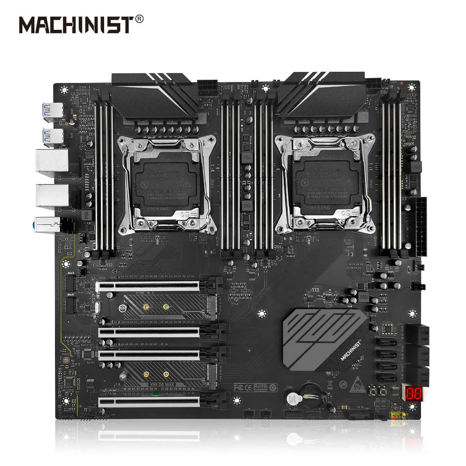 Scheda madre MACHINIST X99 Doppio slot CPU LGA 2011-3 Supporto doppio processore Xeon e doppio slot M.2 8 DDR4 RAM X99 D8 MAX USB3.0