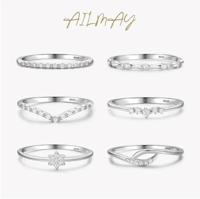 925 Sterling Silver Minimalistiska modestapelbara CZ -ringar för kvinnor Minimalistisk fin smycken Ny stil