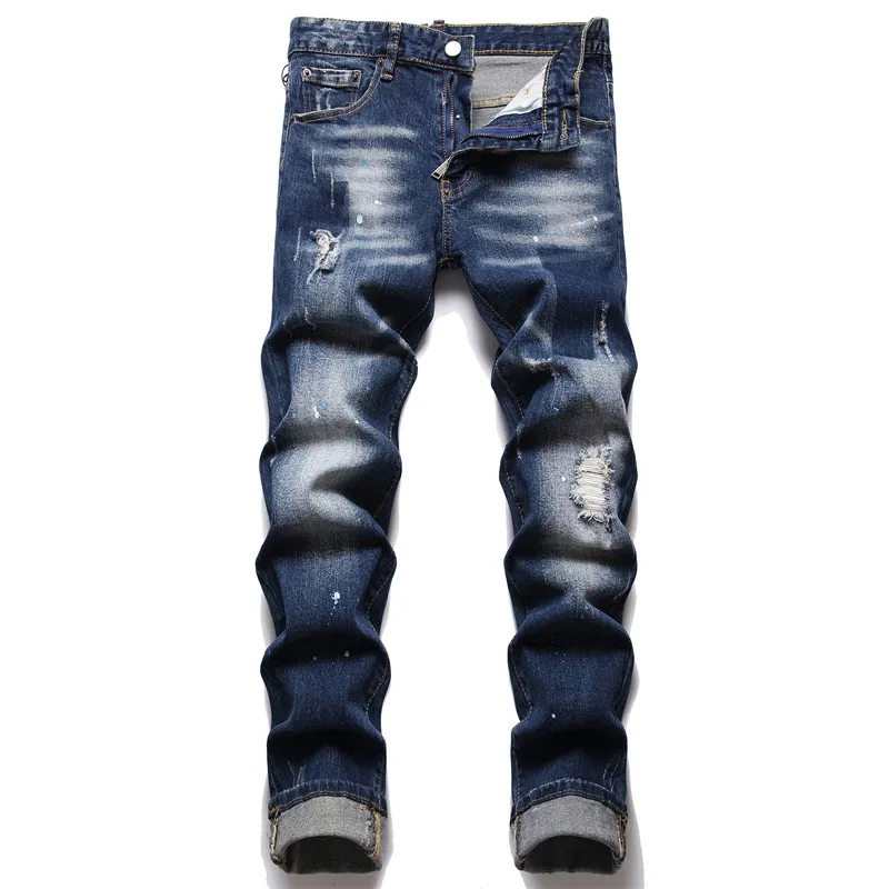 Designer Jeans Byxor Herr Denim Ripped Mode Hål Byxa US Size Hip Hop Distressed Dragkedja byxor För Man Topp Sälj 1342