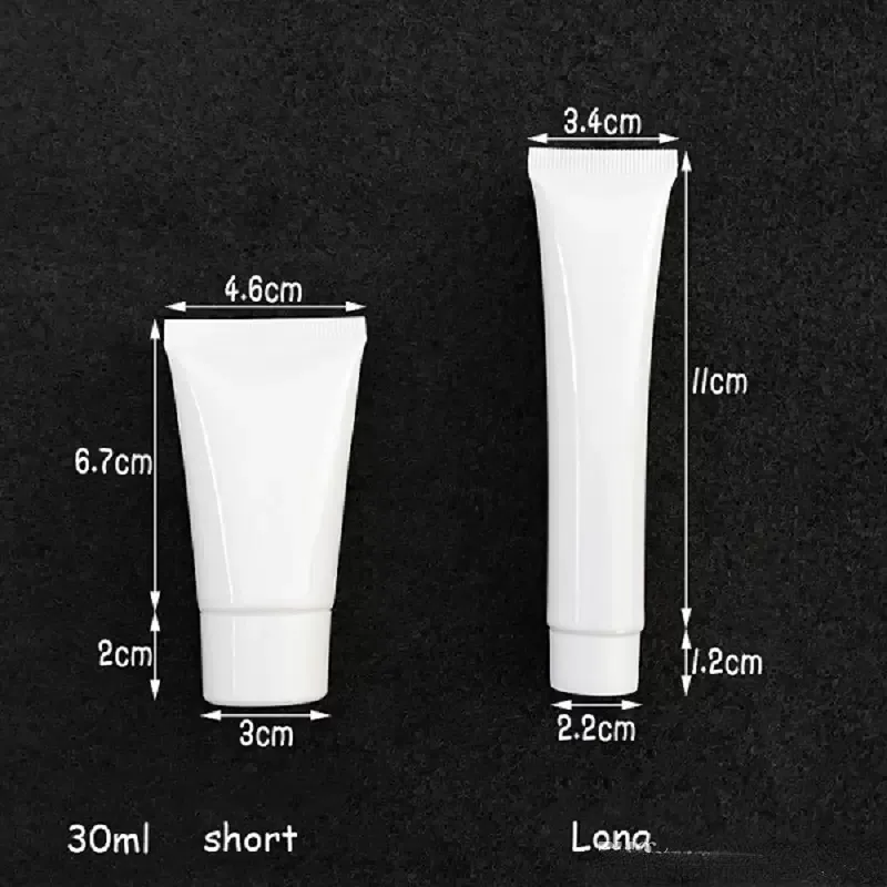 Empty Refillable White Plastic Cosmetic Tube Lip Balm Containers Hand Cream Cleanser Sunscreen Trial Packing Squeezed Upside Down Bottle