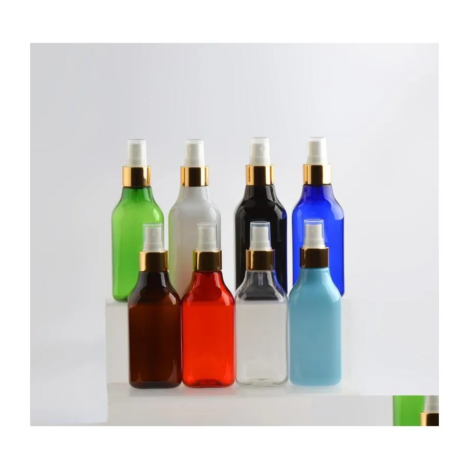 Storage Bottles Jars 30Pcs 200Ml Empty Square Brown Black Spray Bottle Bk Travel Cap Container Small Plastic Mist For Liquids Drop Dhsod