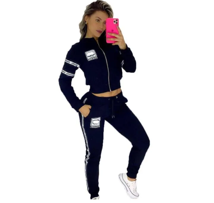 2023 Spring Tracksuits Kobiet 2 -częściowy zestaw drukarski kurtka i spodnie sportowe garnitur sportowy z kapturem bluza bluza z kapturem