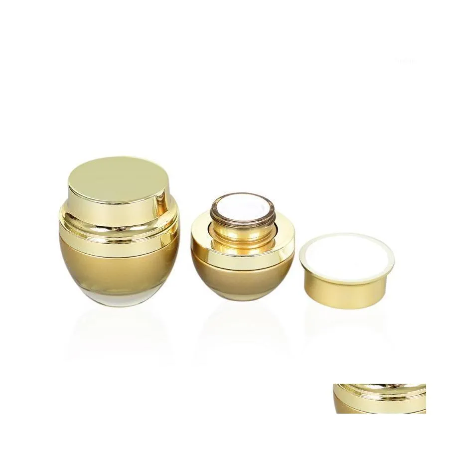 Storage Bottles Jars Empty Glass Cream Jar Packaging In 50Ml Round Cosmetic Dispenser Gold With Lid On Sale Drop Delivery Home Gar Dhy7F