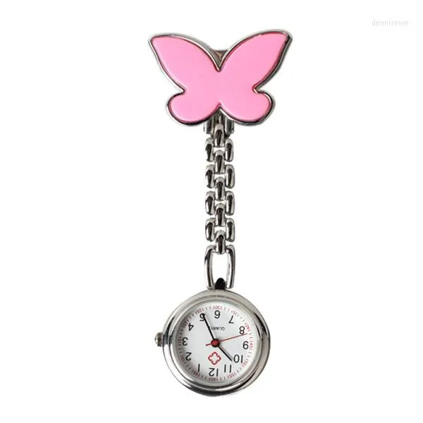 Pocket Watches Fashion Butterfly Table Watch With Clip Brosch Chain Quartz und Sale