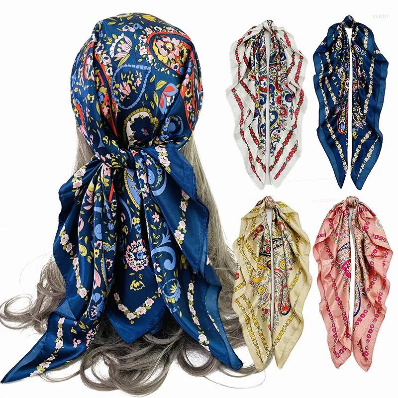 Ubranie etniczne 2023 Modna druk kwiaty kobiety wewnętrzny kwadratowy szalik styl luksus muzułmańskie hidżabs szal metalowe szaliki islamska chustka na głowę