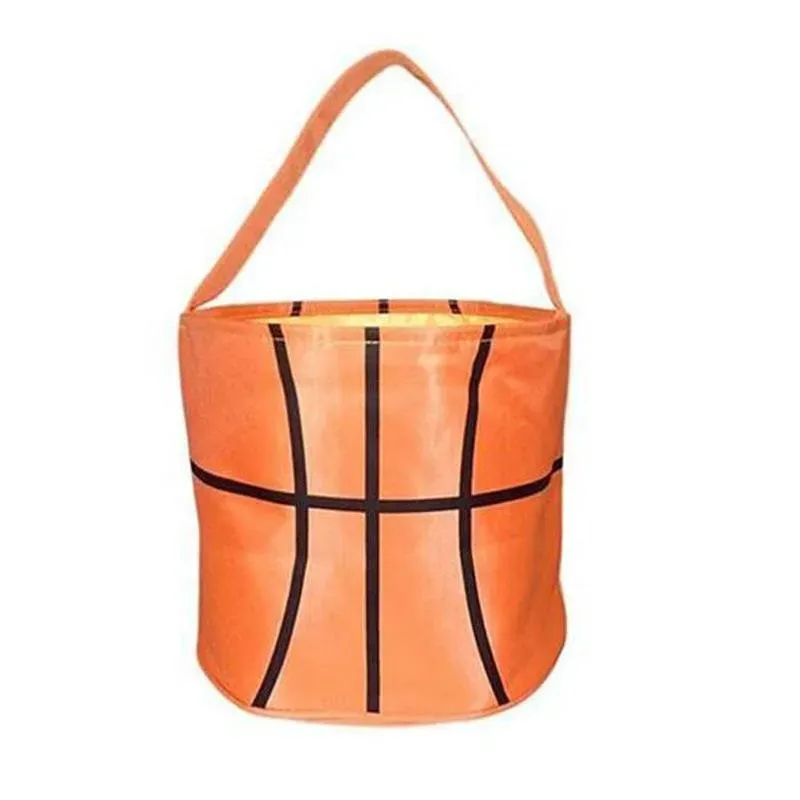 Basketball Easter Basket Sport Canvas Totes Football Baseball Soccer Softball Buckets Storage Bag Kids Candy Handbag sea shipping