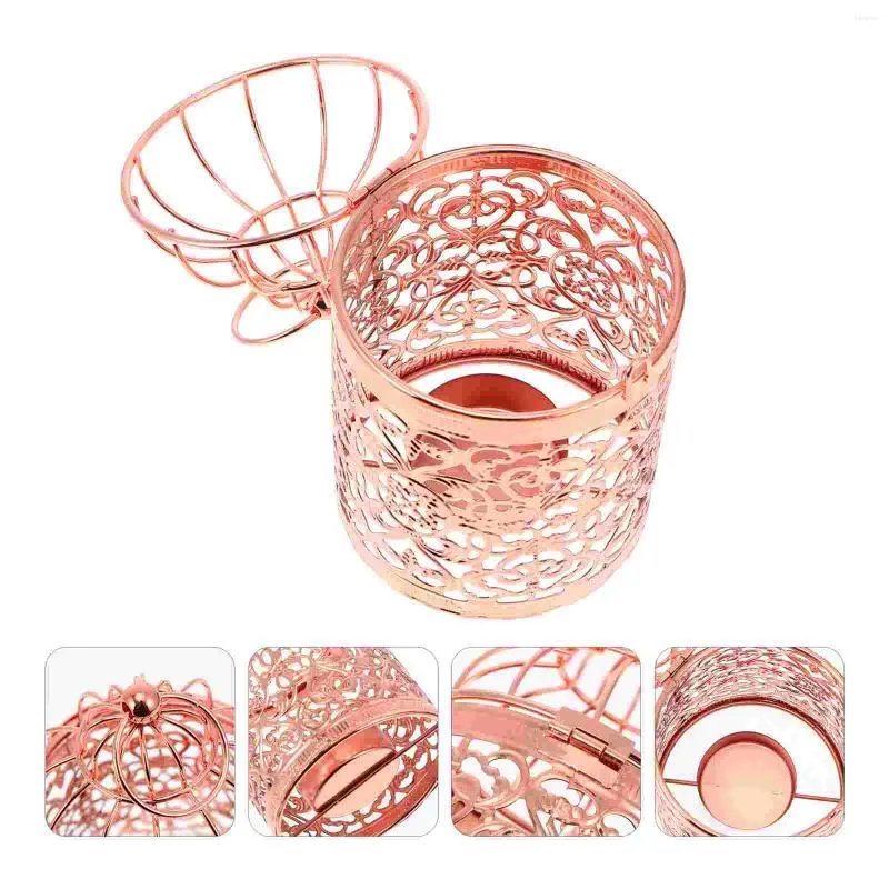 Kaarsenhouders Gold Cage Forharder Wedding Decor Bird Lantern Rose Bulk Tealight Decoratieve Ramadan Lantaarns Tafel Geplaatste kandelaar
