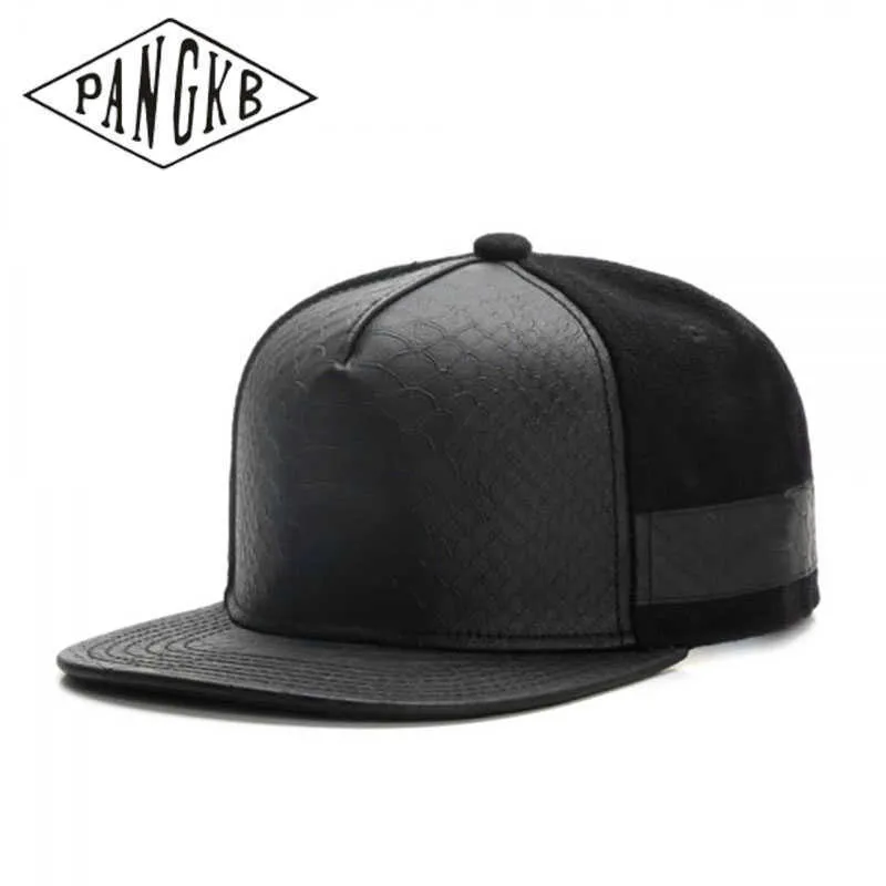 Snapbacks pangkb marka kaplama kapak siyah boş deri ayarlanabilir snapback şapka yetişkin hip hop şapkası açık gündelik güneş beyzbol kapağı kemik 0105