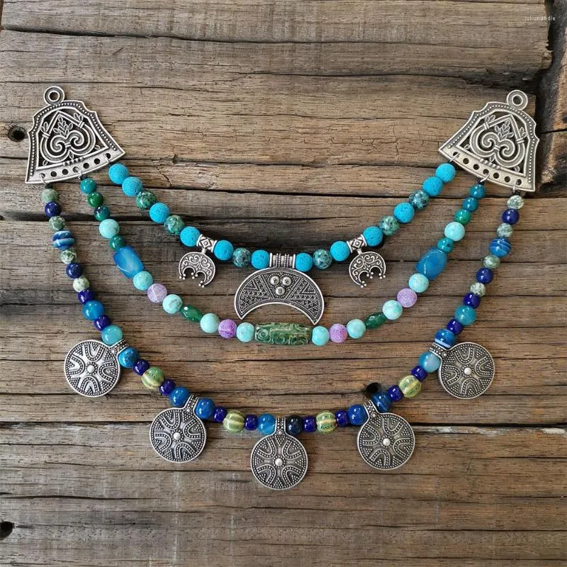 Colares pendentes 1pcs verdes azuis viking de jóias roupas de joia lua kette tribal étnico presente único para você