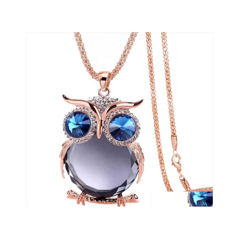 Chokers Fashion Women Choker Accessories Mtiple Stone Color Crystal Rhinestone Jewelry Owl Pendant Necklace Drop Delivery Necklaces P Dhc1B