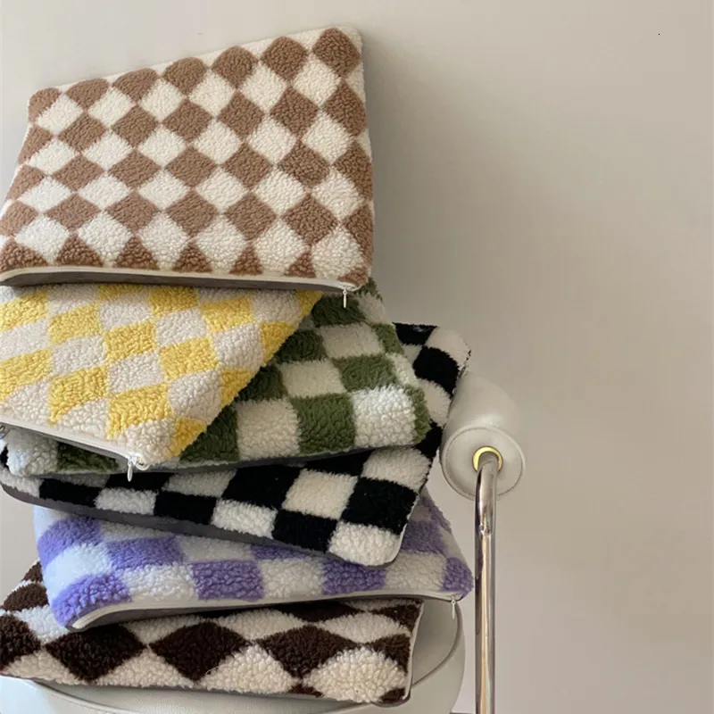 Almofada travesseiro decorativo colorido berbere lã se assento de almofada quadrada macia grade chique chique cadeira sofá pad decoração de escritório para outono inverno 40x40cm 230104