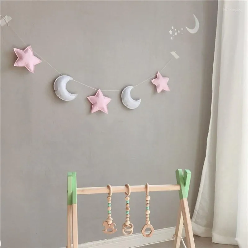 Decorative Figurines Nordic Felt Stars Moon String Star Garland Party Banner Tent Bed Mat Baby Shower Kids Room Nursery Home Decor Hanging