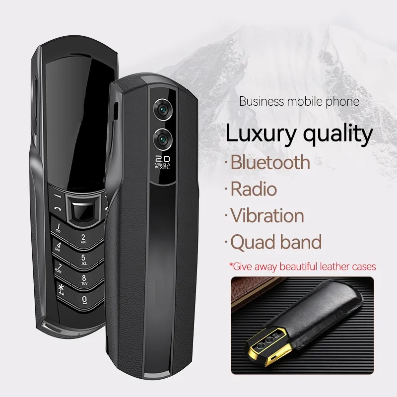 NIEUW ARBROEMEN GEBRUIKTE GOUDEN MELFELE TELEFOON Klassieke Quad Band 2G GSM Dual Sim Card Mobile FM Radio Camera Mp3 Bluetooth Dial Magic Voice Cellphone met Case