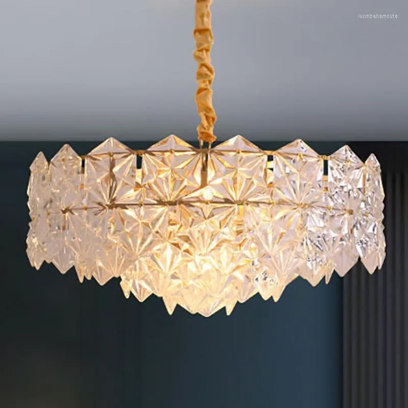 Lustres lustre en cristal moderne salon rond éclairage intérieur pour la décoration de la maison LED chaîne lampe suspendue