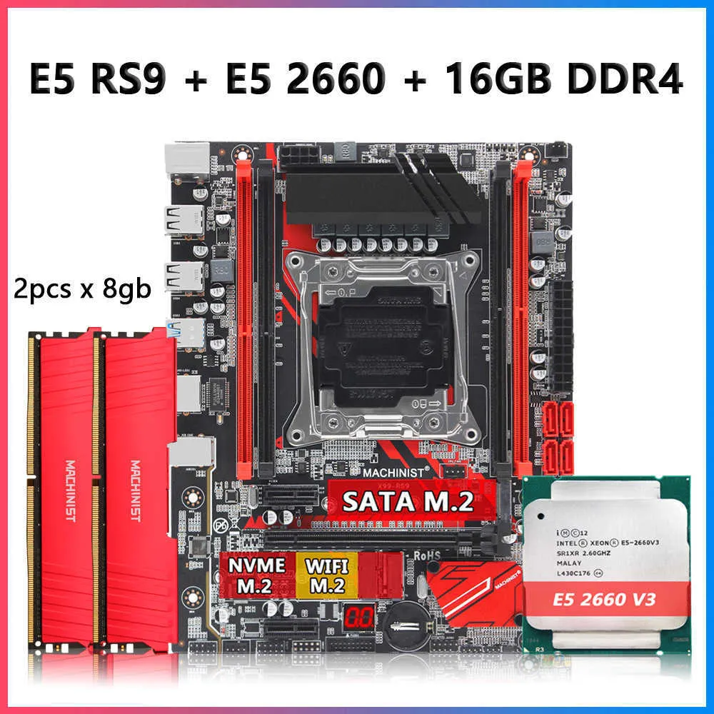 Machinist E5 RS9 carte mère Combo LGA 2011-3 Kit avec processeur CPU Xeon E5 2660 V3 et mémoire RAM DDR4 16 go USB3.0