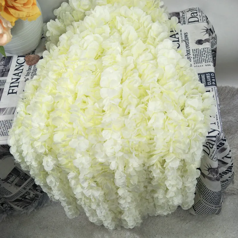 1メートルの人工シルクハイドジアハンギングフラワーズvineラタンガーランド結婚式のパーティーのための偽の花の装飾