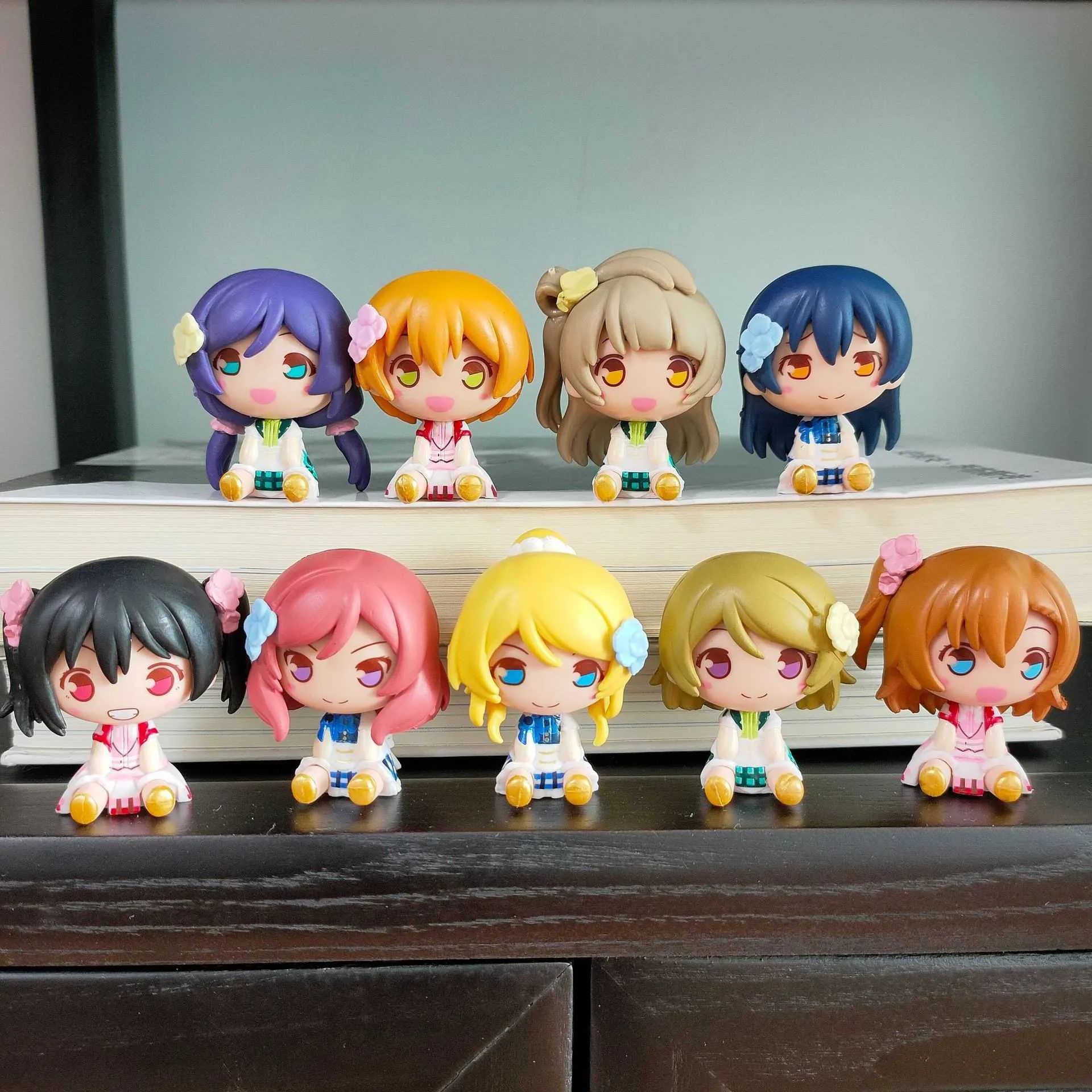 Aktionsspielfiguren 9 teile/satz Q Version Anime Love Live Schule Idol Festival PVC Antistress Kawaii Action Figure Sammeln Modus Spielzeug Kinder Geschenk T230105