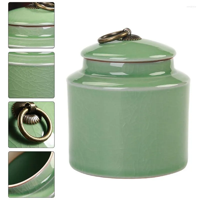 Storage Bottles Tea Ceramic Canister Jarjars Loose Can Coffee Canisters Airtight Container Lid Kitchen Containersporcelain Chinese Tin