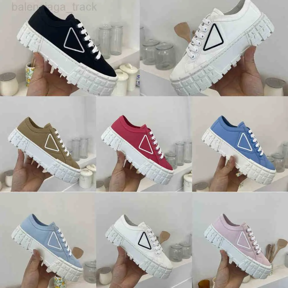 Designer Shoe Women Nylon Shoes Gabardine Canvas Sneakers Wheel Lady Trainers Loafers Platform Solid Heighten Shoe With Box High 5A Quality ELHK