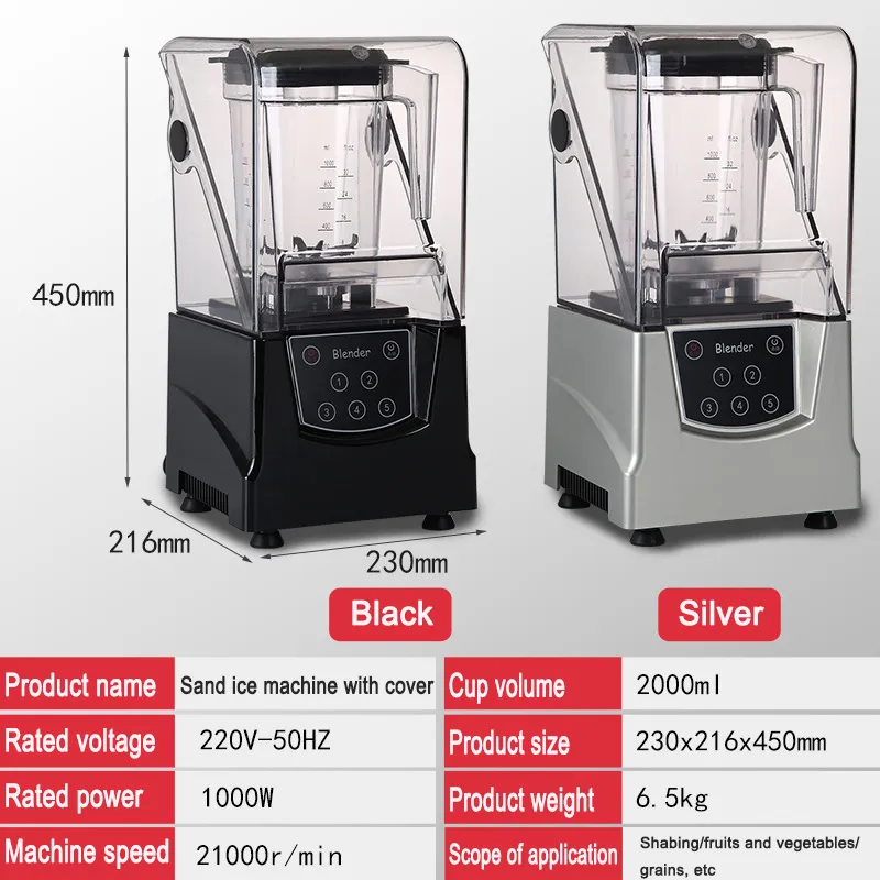 1000 W Shaver Heavy Duty Commercial Grade Blender Mixer Juicer High Power keukenprocessor Ice Smoothie Bar Fruit Blender